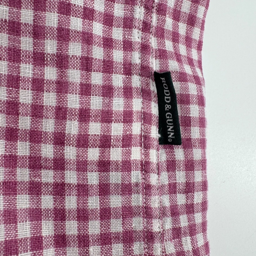Rodd & Gunn Button Up Shirt Mens 3XL Pink Gingham 100%‎ Linen Italian Fabric - Picture 4 of 12